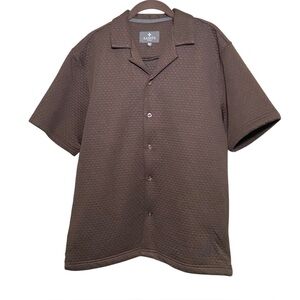 Textured Short Sleeve Button Up Brown Minimalist Quiet Luxury Shirt Menswear M